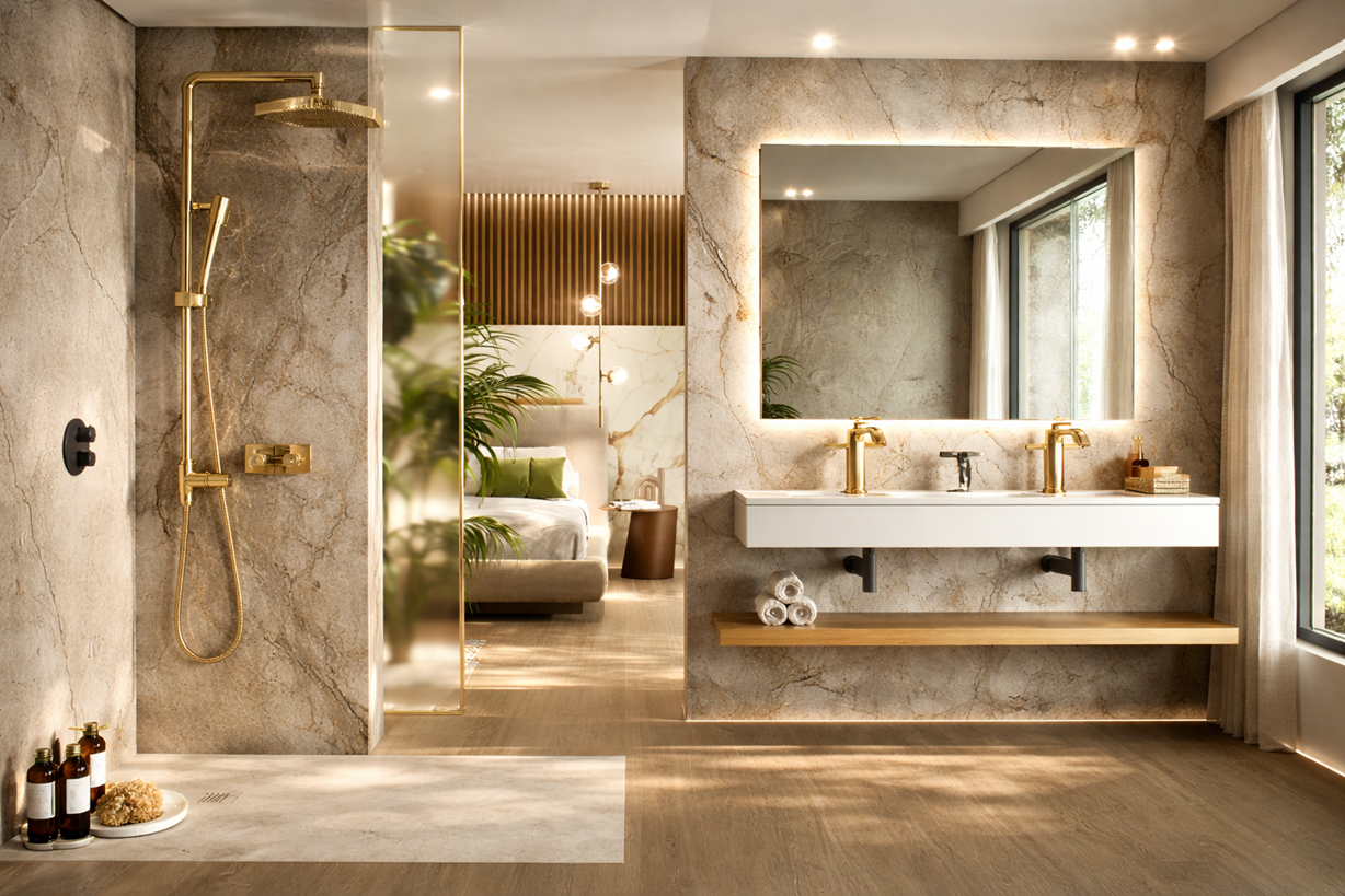 Luxury gold bathroom faucet collection for hotels and residences